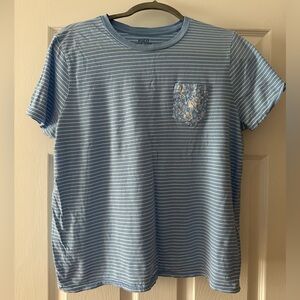 Polo by Ralph Lauren Blue and White Striped Short Sleeve Tee
